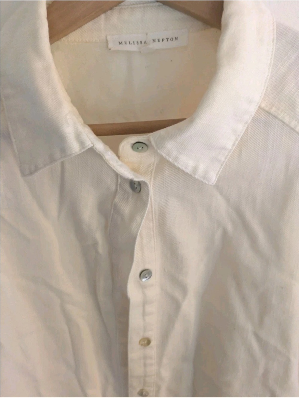 Melissa Nepton Ivory Zoya Puff-Sleeve Button-Up Shirt M - Picture 5 of 15